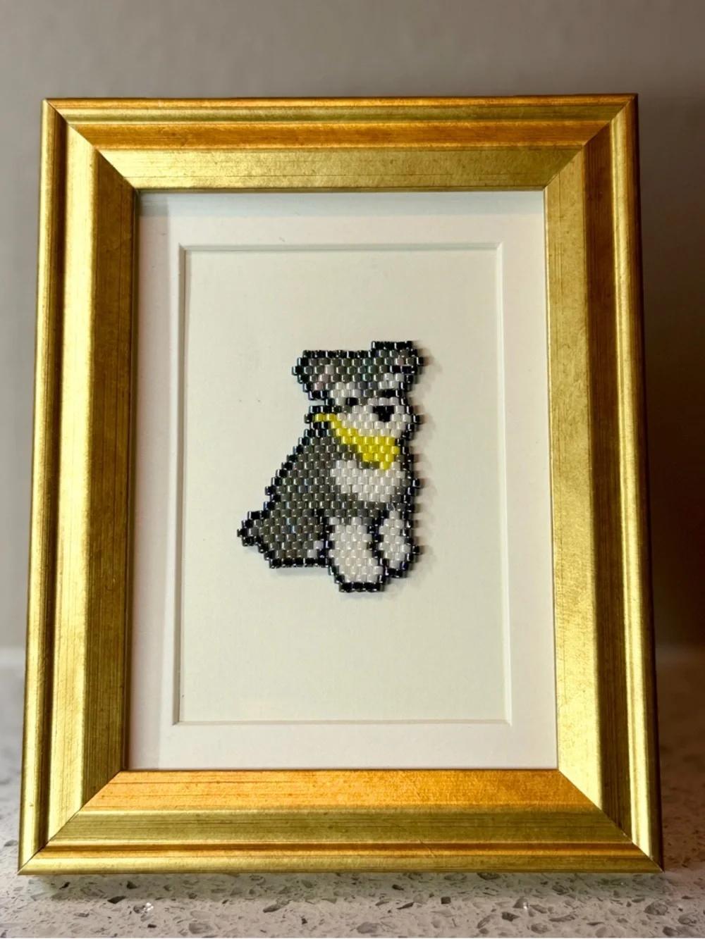 Schnauzer Tiny Beaded Framed Art – Handmade Mini Dog Decor - Picture 5 of 5